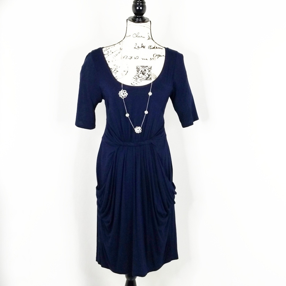 ANTHROPOLOGIE ▪ Women's Meadow Rue Navy Blue Scoopneck Knit Dress, Size M, EUC